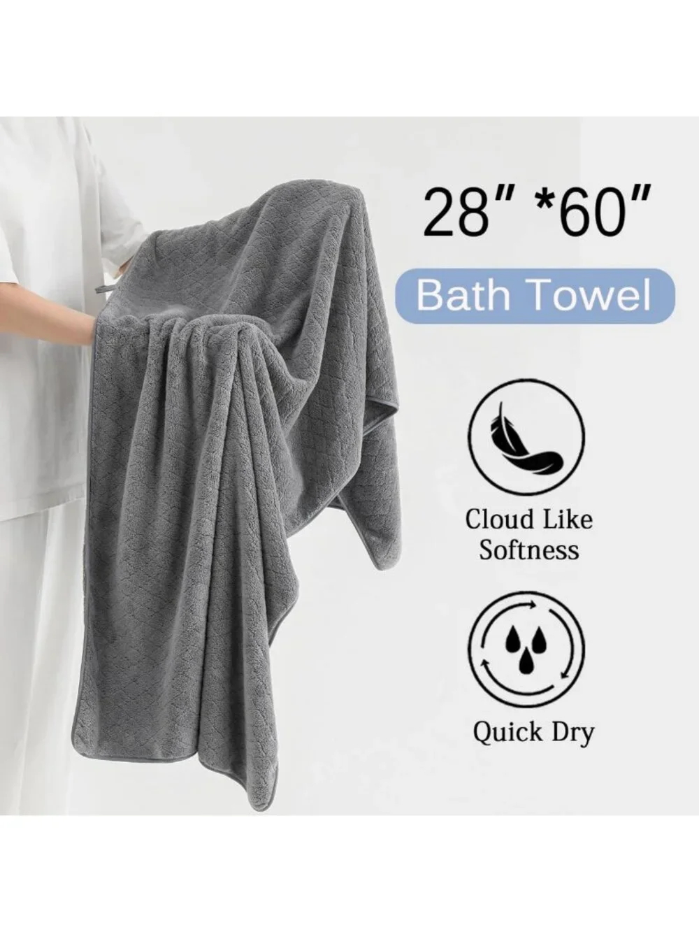 12-Piece Luxury Bath Towel Set - Extra Absorbent, Soft & Quick Dry - Grey Family